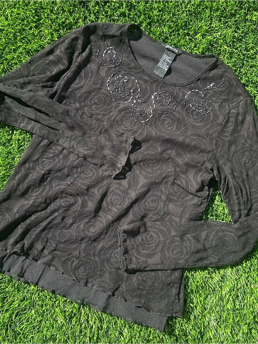 Vintage goth fairy black mesh long sleeve